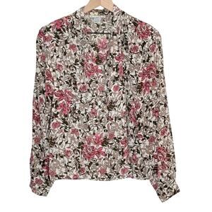 Vintage Silk Floral Blouse Anna & Frank Size 6 Cottagecore Button Front Top‎